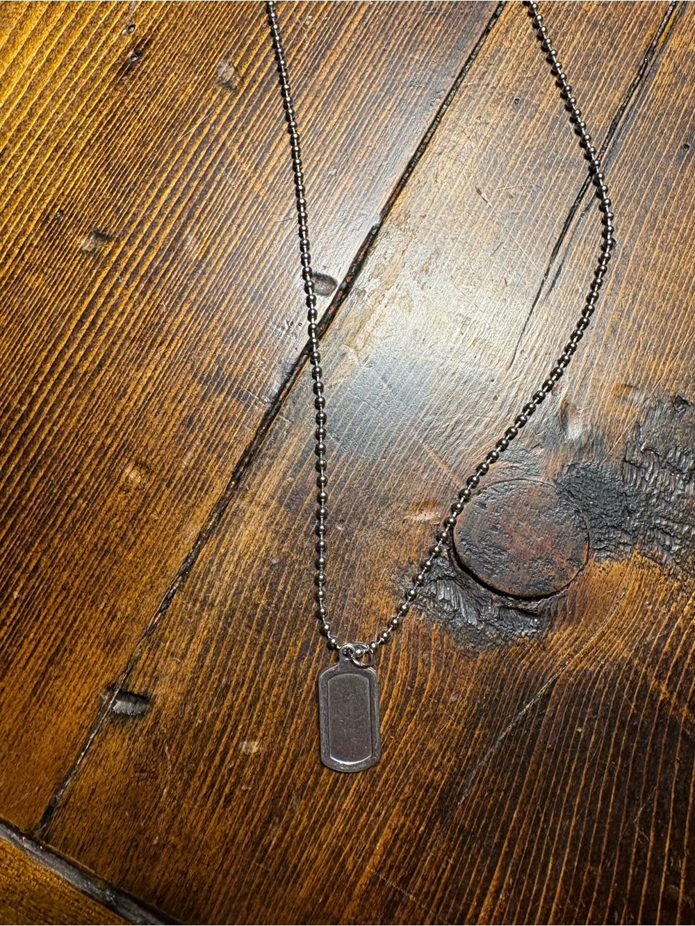 Sterling-Style Silver Dog Tag Pendant Necklace